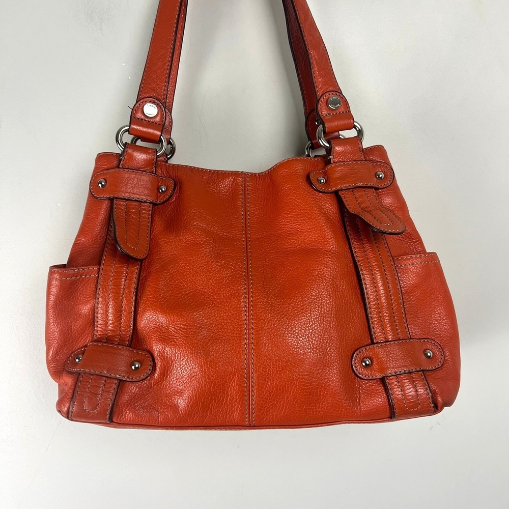 Tignanello Burnt Orange Pebbled Leather Shoulder Bag Y2k 90s Boho Dopamine Retro - Picture 2 of 15